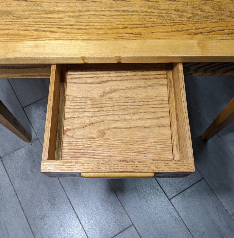 Vintage Handcrafted Rustic Farmhouse Country Solid Oak Wood Table Writing Desk gallery