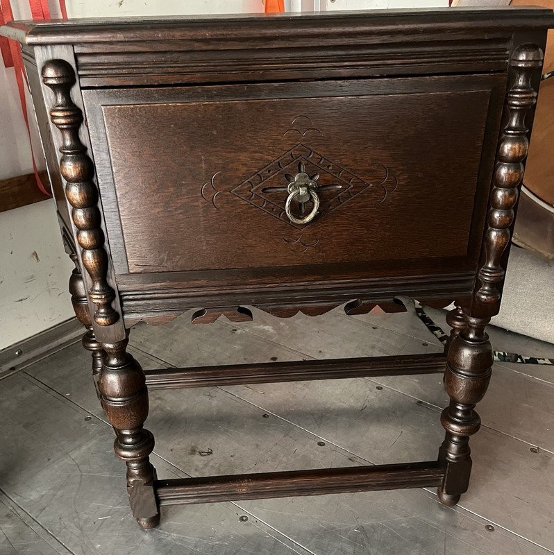 Tomlinson 1930s/40s Jacobean Revival Gothic Carved Romano Oak Server/ Side Table gallery