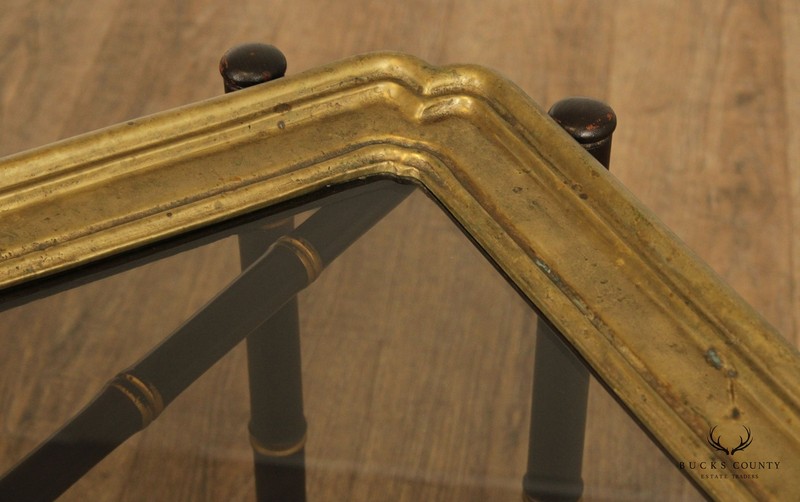 Asian Style Faux Bamboo X-Base Brass Tray Top Coffee Table gallery