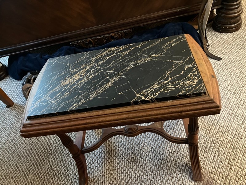 Vintage Unique Black Marble with Gold & White Striations…Top Side/Coffee Table