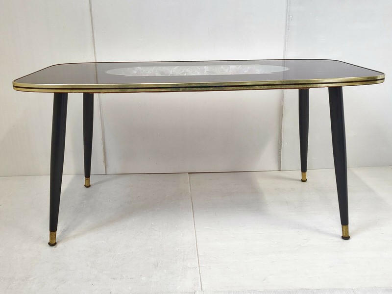 Vintage Coffee Table With Birds 1960 Wood Glass & Formica 60S 1960S gallery