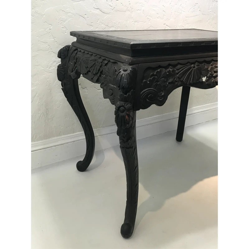 Neoclassical Intricate Hand-Carved Wood Console Table gallery