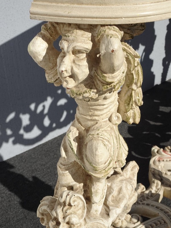 Ant. Italian Console Table White French Louis XIV Ornate Carved Rococo Figurines gallery