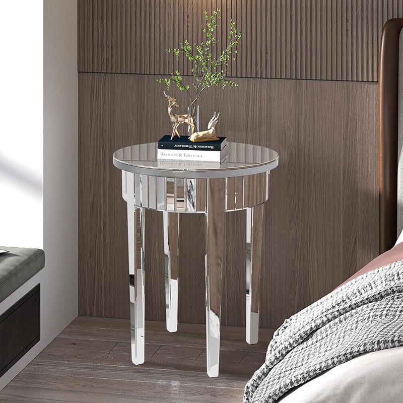 Glossy Mirrored End Table Living Room Sofa End Table Bedside Nightstand 4-Legged gallery
