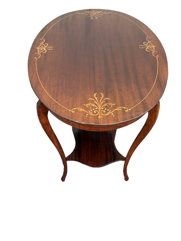 66976 Oval Mother of Pearl Inlaid Lamp Table Stand gallery