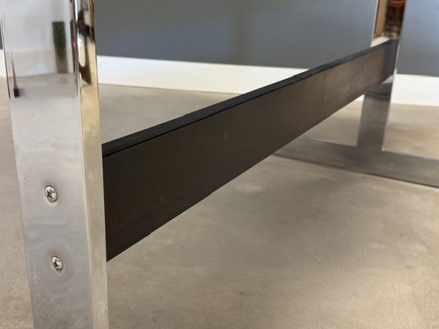 Rosewood Walnut and Chrome Milo Baughman Style Dining Table gallery