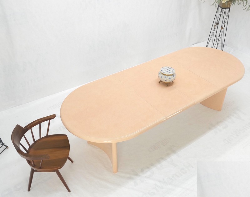 Racetrack Shape Heavy lacquer Finish Curved Base Legs Mid Century Dining Table gallery