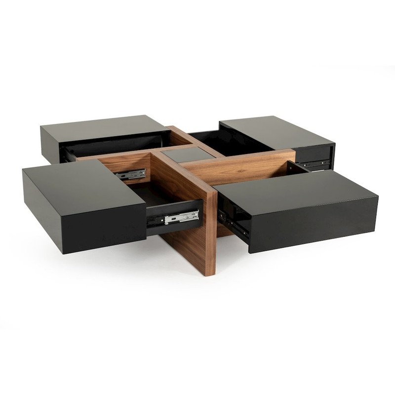 Modrest Makai Modern Black & Walnut Coffee Table gallery