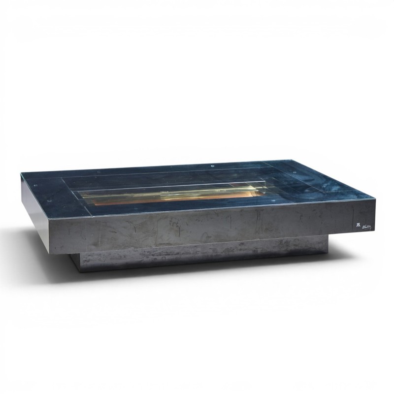 Alain Delon for Maison Jansen Mid Century Brass, Chrome, Lacquered Coffee Table gallery