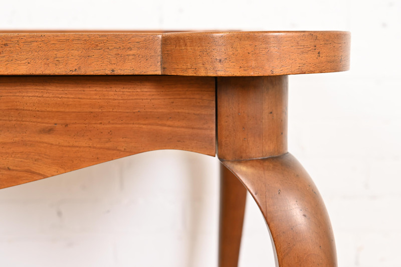 1960s Baker Furniture French Provincial Louis XV Cherry and Burl Wood Tea Table gallery