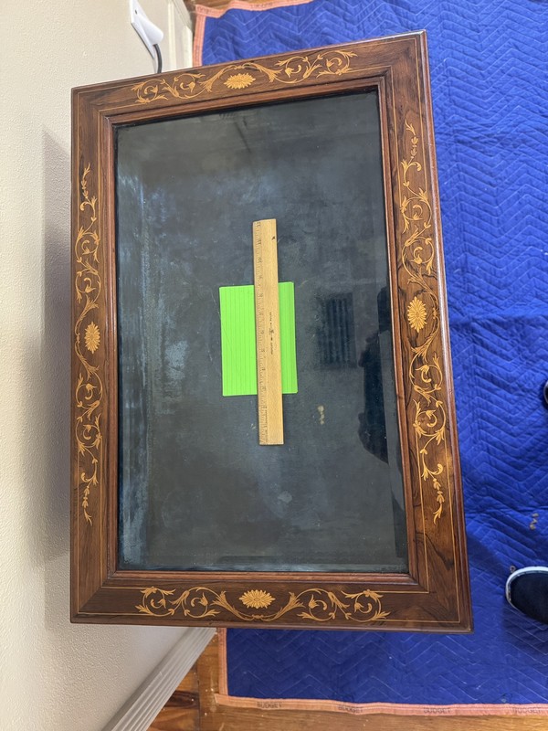 Antique Marquetry Vitrine Display Table with Beveled Glass Top 19th Century gallery