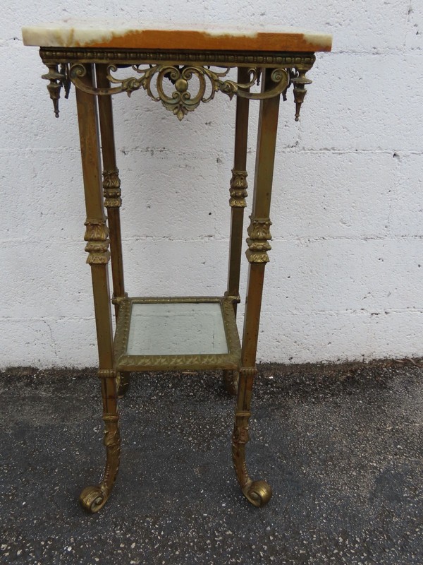 Victorian Onyx Top Two Tiers Flower Statue Stand Pedestal Table 6343 gallery