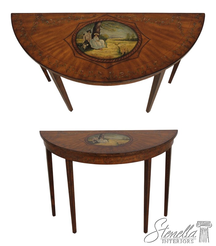 30424EC: Adam Paint Decorated 1/2 Round Console Hall Table