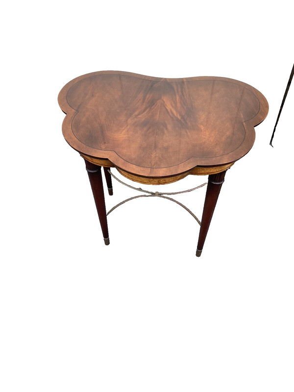 65640 Quality Burled Mahogany Custom Made Clover Shaped Lamp Table Stand gallery