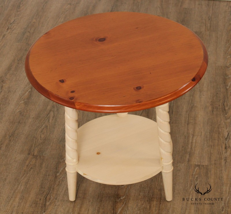 Rustic Vintage Pine Round Side Table gallery