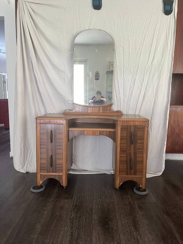 Art Nouveau dressing table, circa 1940’s, Four drawers, made of multiple woods