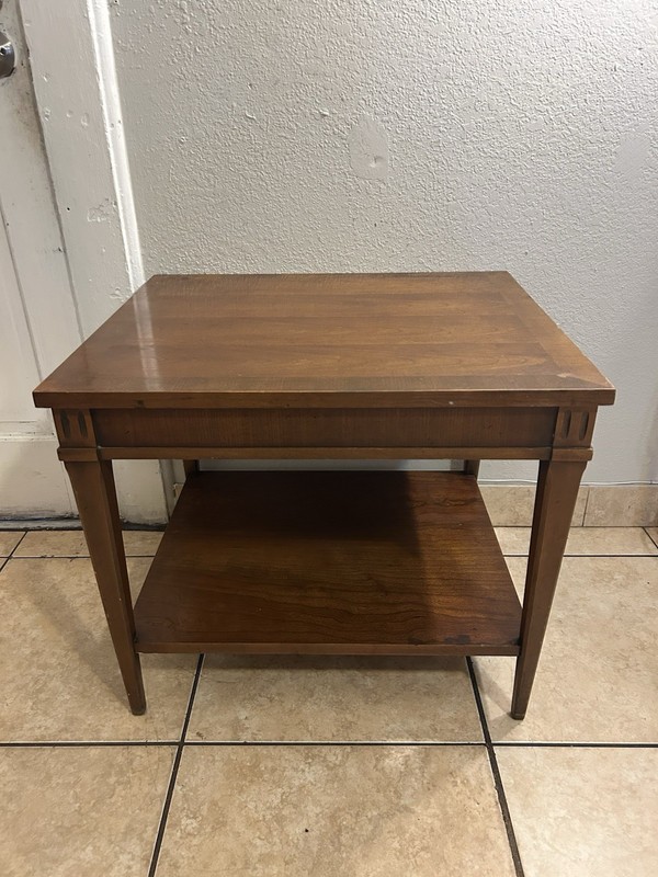 Vintage Lane 1960s Mid Century Modern Walnut Wood 2-Tier End Table A