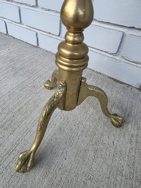 Vintage Mid-Century Brass Pedestal Side Table – Removable Tray Top 1950s gallery