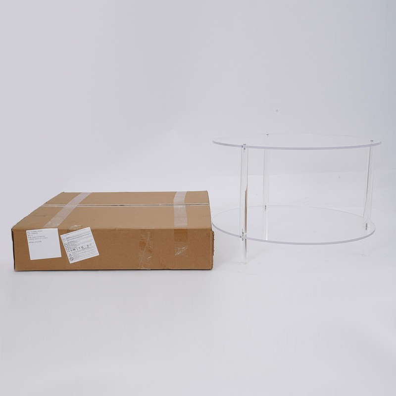 Modern Acrylic 2-tier Coffee Table Living Room Round End Table With Storage Rack gallery