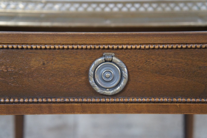 Vintage Baker Furniture French Louis XVI Style Walnut Accent Table Brass Gallery gallery