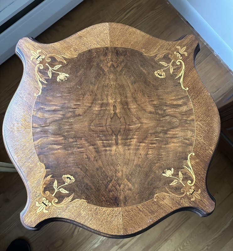 French Rococo Revival Louis XV Style Side Table Mid 20th Century Floral Inlay