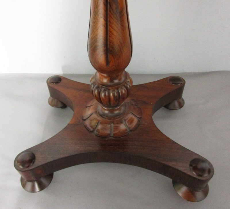 Fine Antique 19th C. English Solid Rosewood Teapoy Tea Table , circa 1850s gallery
