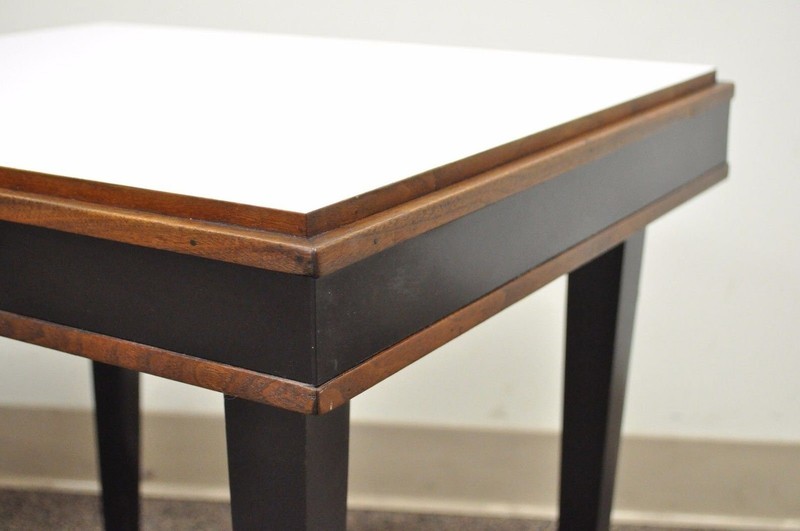 Vintage Mid Century Modern Black & White Rectangular Laminate End Tables - Pair gallery