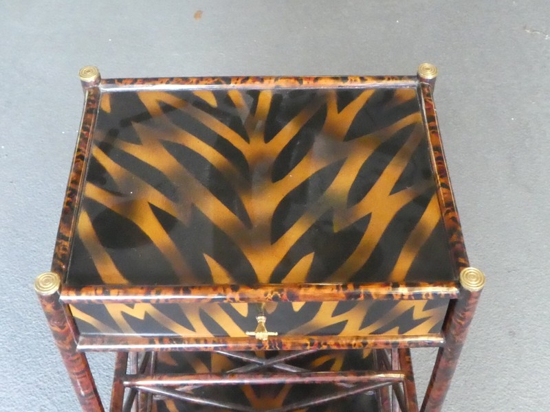 MAITLAND SMITH FAUX TIGER REAL BAMBOO MAGAZINE STAND gallery