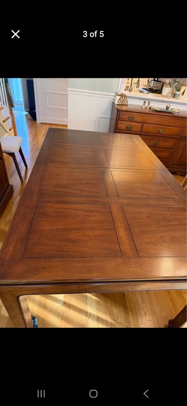 Henredon Hollywood Regency Chinoiserie Mahogany and Brass Extension Dining Table