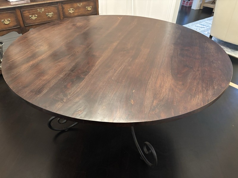 Vintage Heavy Iron & Mahogany Round Dining Table - *Free shipping gallery