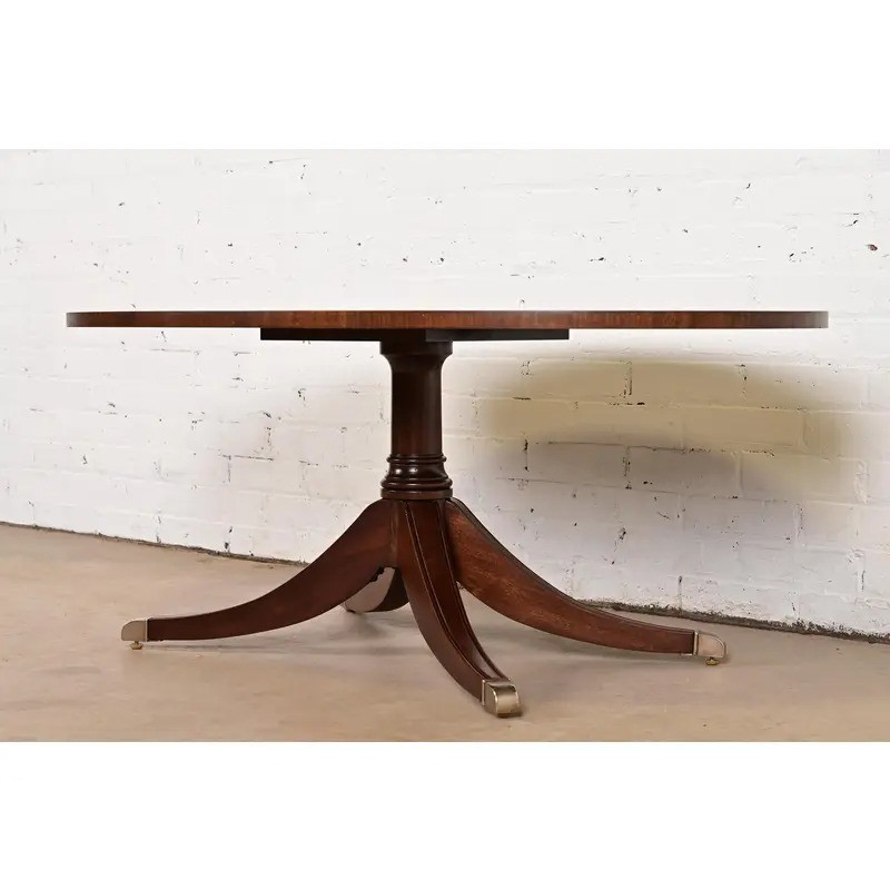 Ethan Allen Regency Banded Flame Mahogany Coffee Table, Newly Refinished gallery