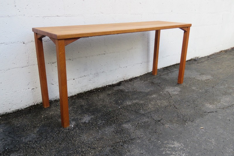Mid Century Oak Long Narrow Library TV Console Table 5710 gallery