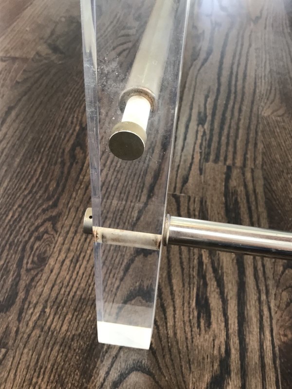 Mid Century Lucite & Metal Frame Rectanglular Glass Coffee Table gallery