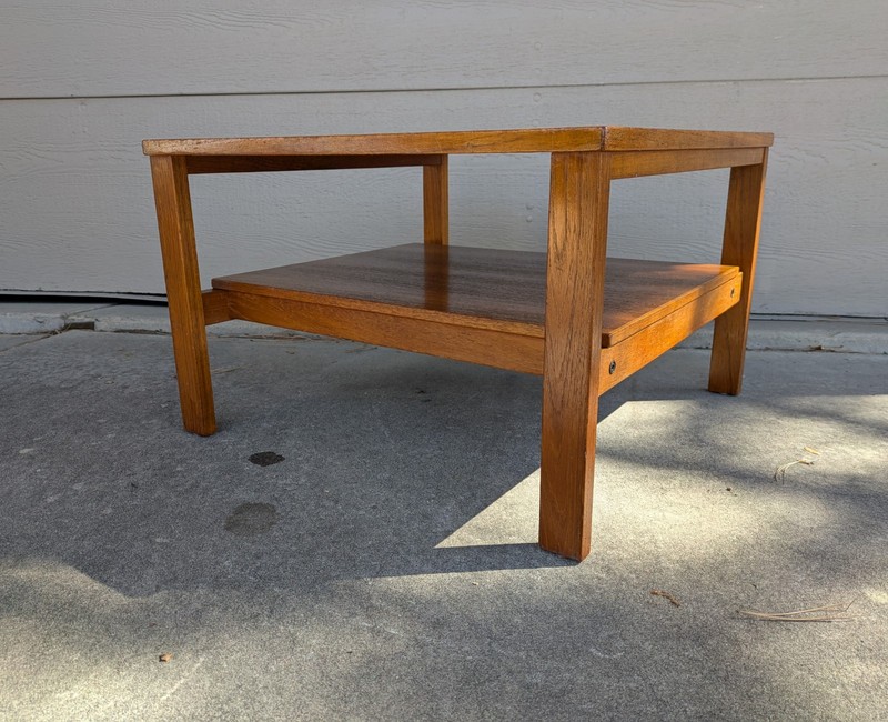 Vintage Mid Century Danish Modern Teak Wood 2-Tier Coffee Table Sweden T47 gallery