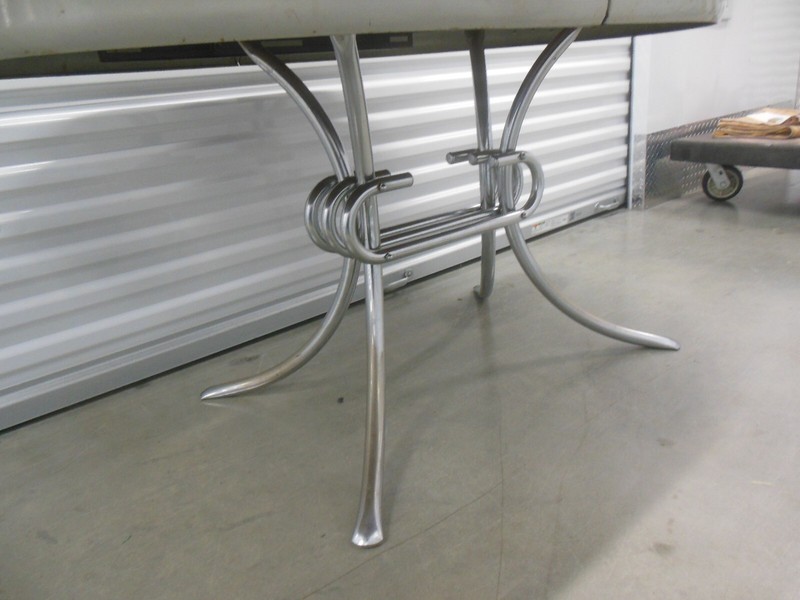 Vintage Chrome Formica Kitchen Dining Table Silver Grey Cracked Ice 50's MCM Mid gallery