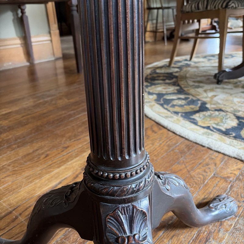 Large 34.5" Antique Chippendale Tilt-Top Round Pie-crust Wood Table gallery