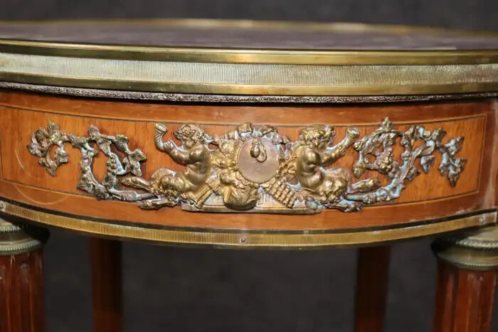 Fantastic Cherubs or Satyrs Bronze Mounted French End Table Louis XVI gallery
