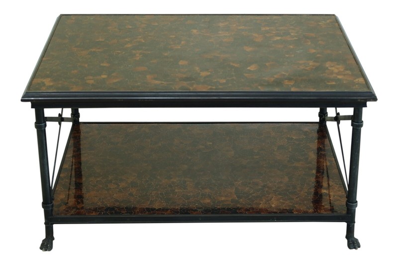F49396EC: MAITLAND SMITH Regency Style Iron & Bronze Base Coffee Table