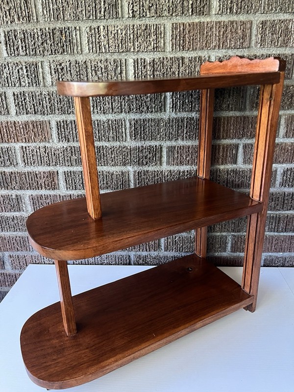 Vintage Art Deco MIssion Style Solid Mahogany Wood Step End Table Plant Stand