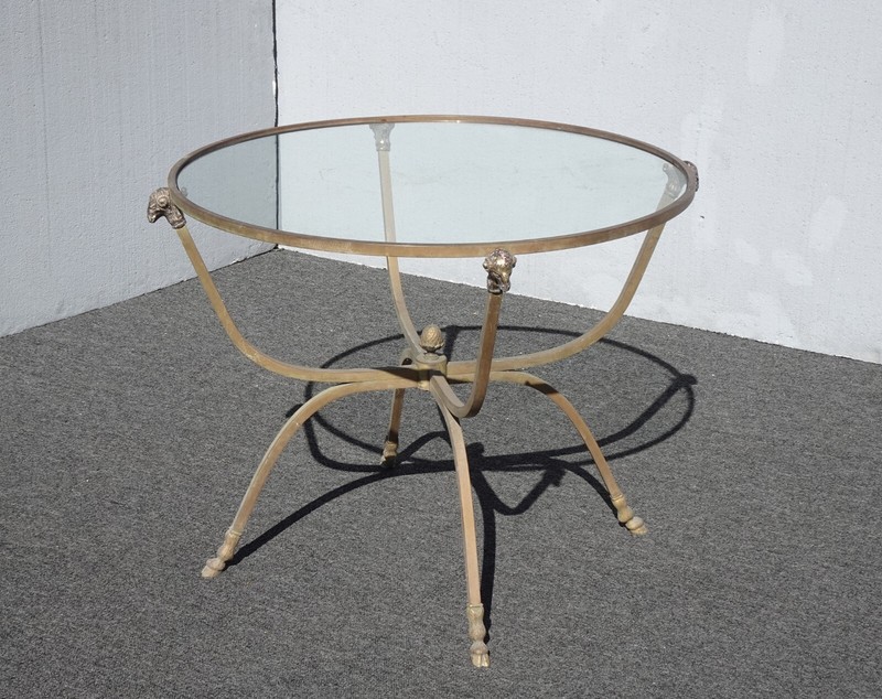 Pair Vintage Italian Mid Century Bronze Rams Head & Hoof Feet Side End Tables gallery