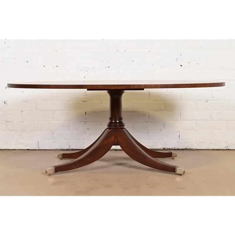 Ethan Allen Regency Banded Flame Mahogany Coffee Table, Newly Refinished gallery