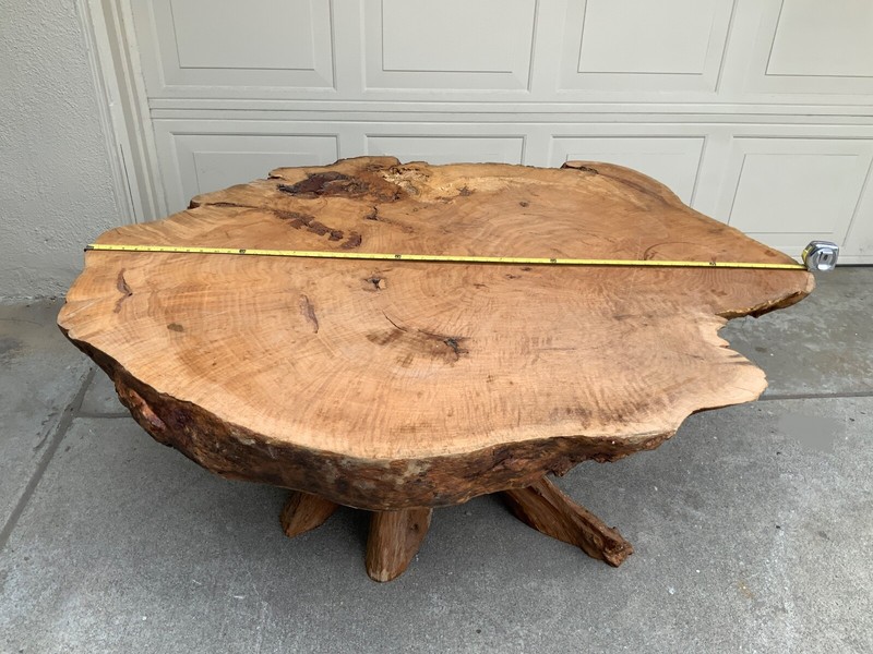 Vintage Mid Century Modern Rustic Live Edge Wood Coffee Table Hugh 55" gallery