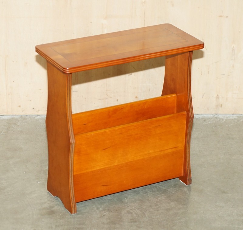 VINTAGE CIRCA 1960'S MID CENTURY MODER WALNUT & BURR YEW WOOD MAGAZINE RACK gallery