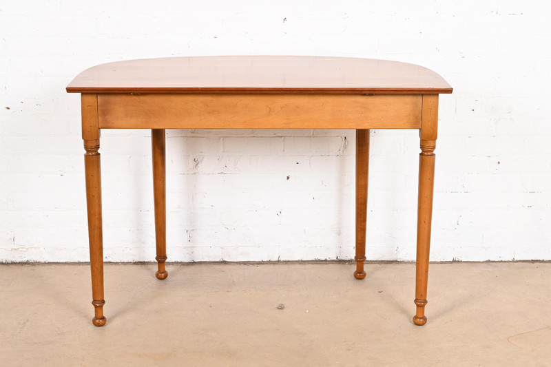 Stickley American Colonial Carved Cherry Wood Demilune Console Table gallery