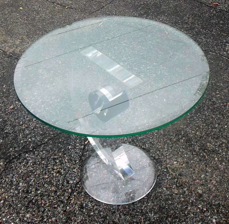 Vtg MCM POST MODERN Acrylic LUCITE Side Table OP POP ART Sculpture gallery