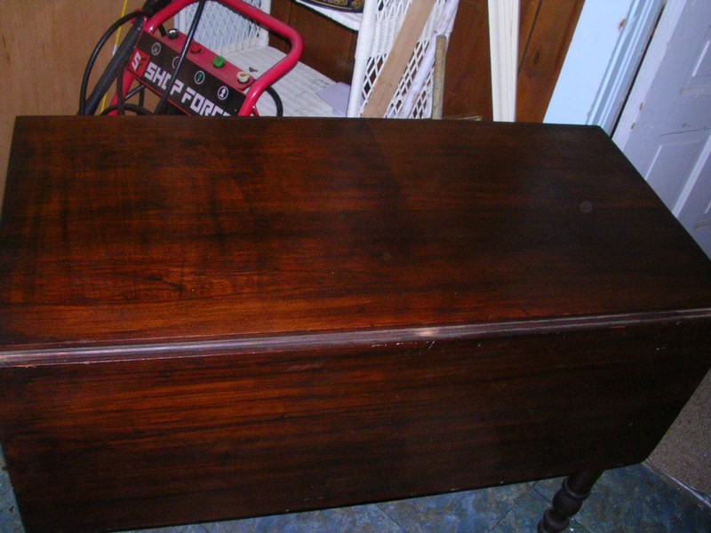 1800s ANTIQUE DROP-LEAF TABLE,"SEE OLD SCREW PIC.(4) SAW CUTS IN PICTURE ( 7 ) gallery