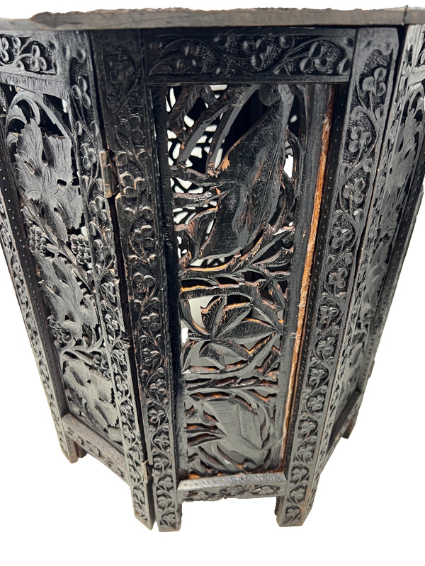 Antique Hand Carved Sheesham Octagon Folding Table gallery