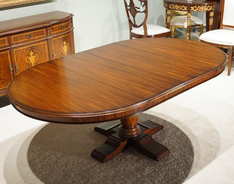 Beautiful 7' transitional Mahogany oval round dining Kitchen table gallery