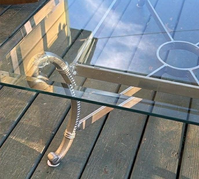 Stunning Steel & Brass Coffee Table, masterfully crafted in the Manner of Jansen gallery