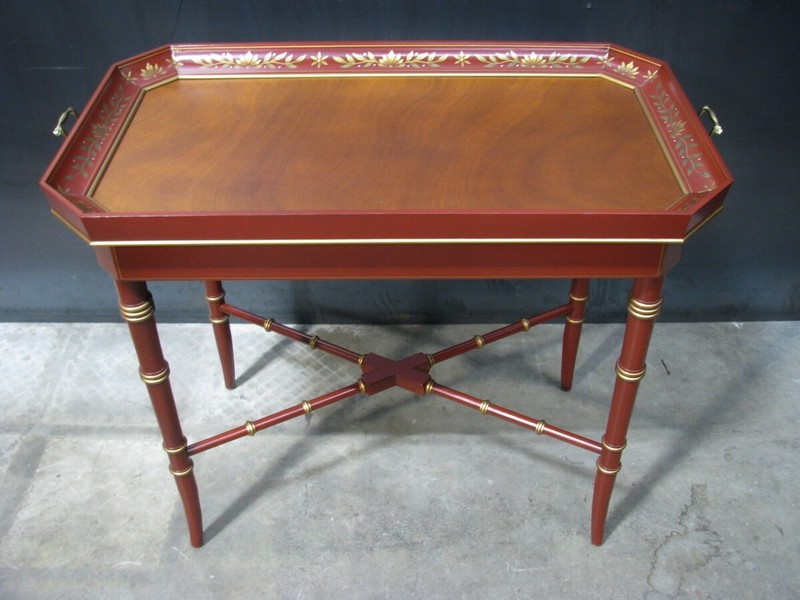 Kindel Furniture "Varney & Sons" Regency Style Tray Top Tea Table; Bamboo Legs gallery
